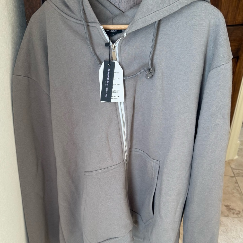 Gray Zip Up Sweater with Hood